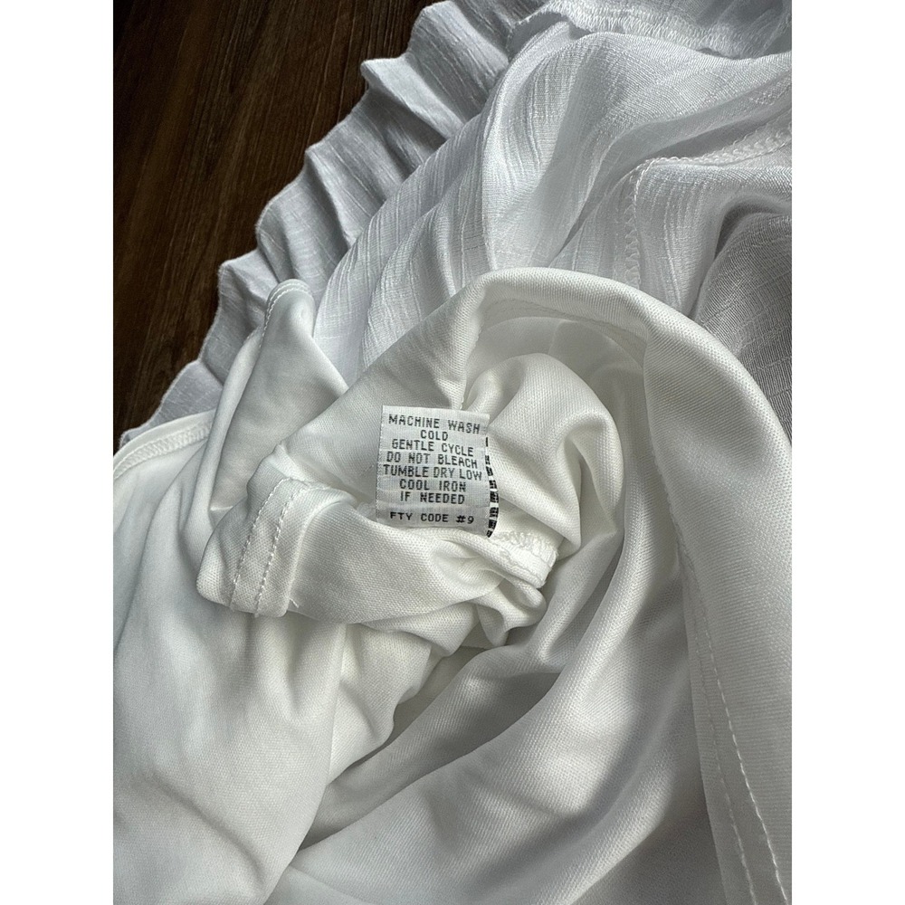 JOIE‎ White Tiered Midi Dress Smocked Waist Crochet Lace Fall Wedding Large - Picture 10 of 11